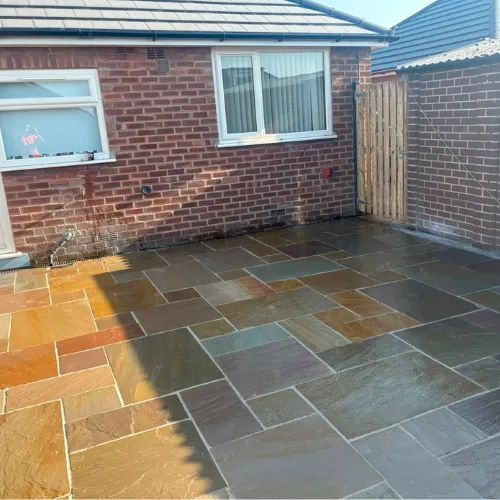 Indian sandstone patio by Select Driveways & Paving in Sheffield